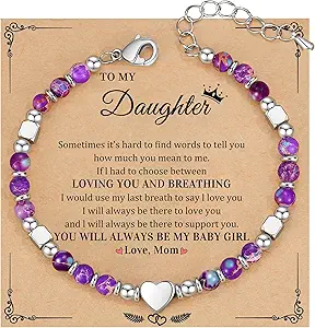 Christmas Gifts for Women, Stocking Stuffers for Teens Beaded Bracelets for Women Gifts for Mom Christmas Gift Mothers Day Gift for Grandma Daughter Bonus Mom Nature Stone Bead Bracelet Graduation Jewelry for Her 2026