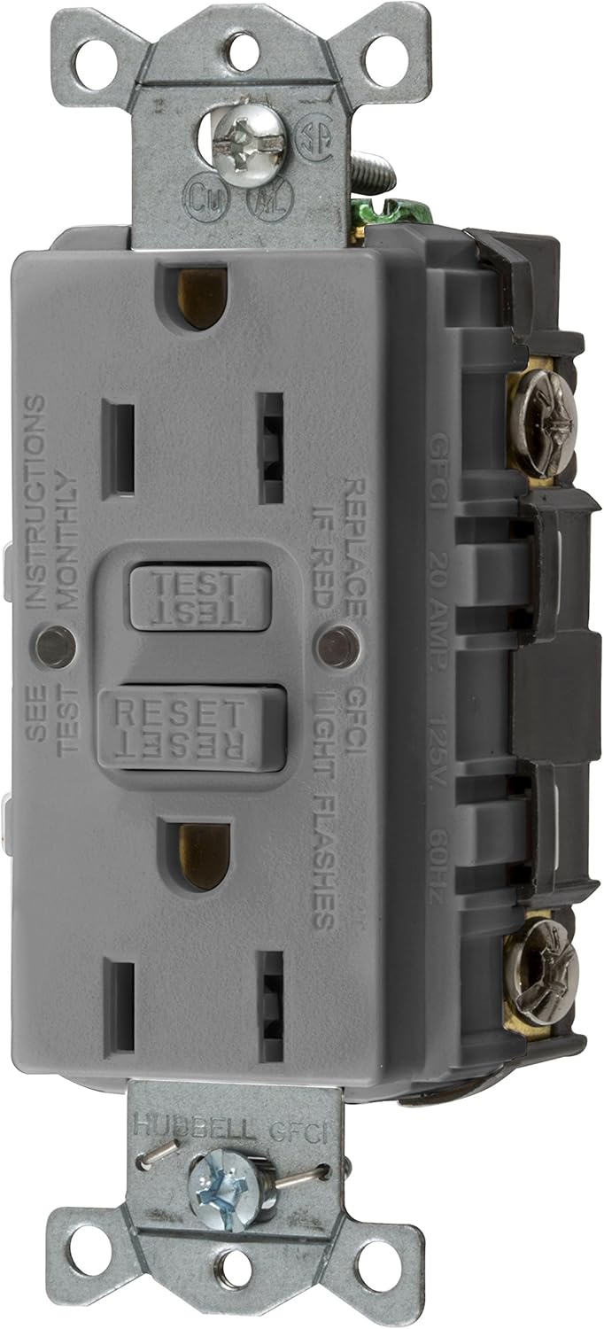 Bryant Electric GFRST20 20 Amp 125V Commercial/Residential Self Test Duplex GFCI Receptacle, Brown