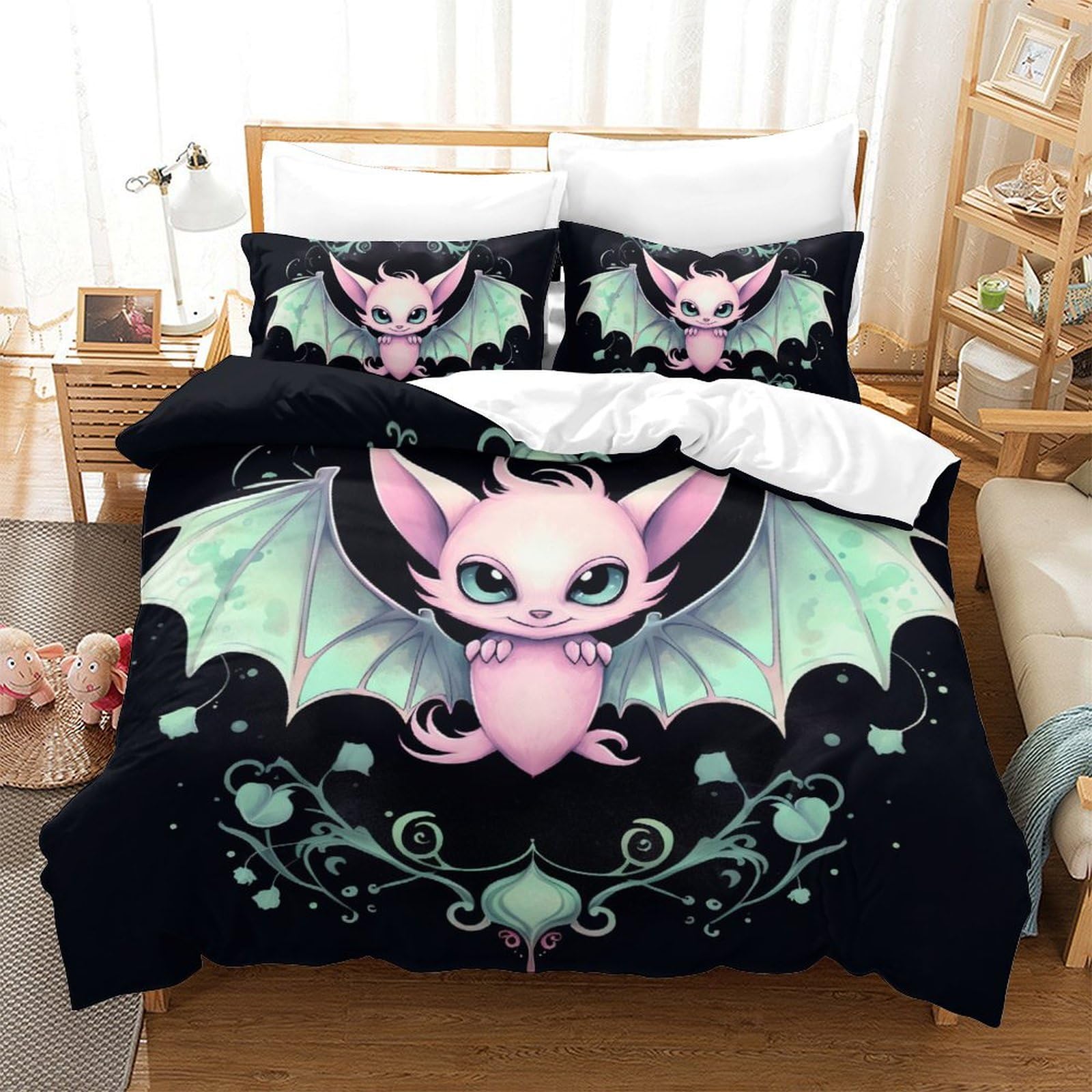 Housse de couette chauve-souris avec fermeture éclair pour faire le lit sans effort