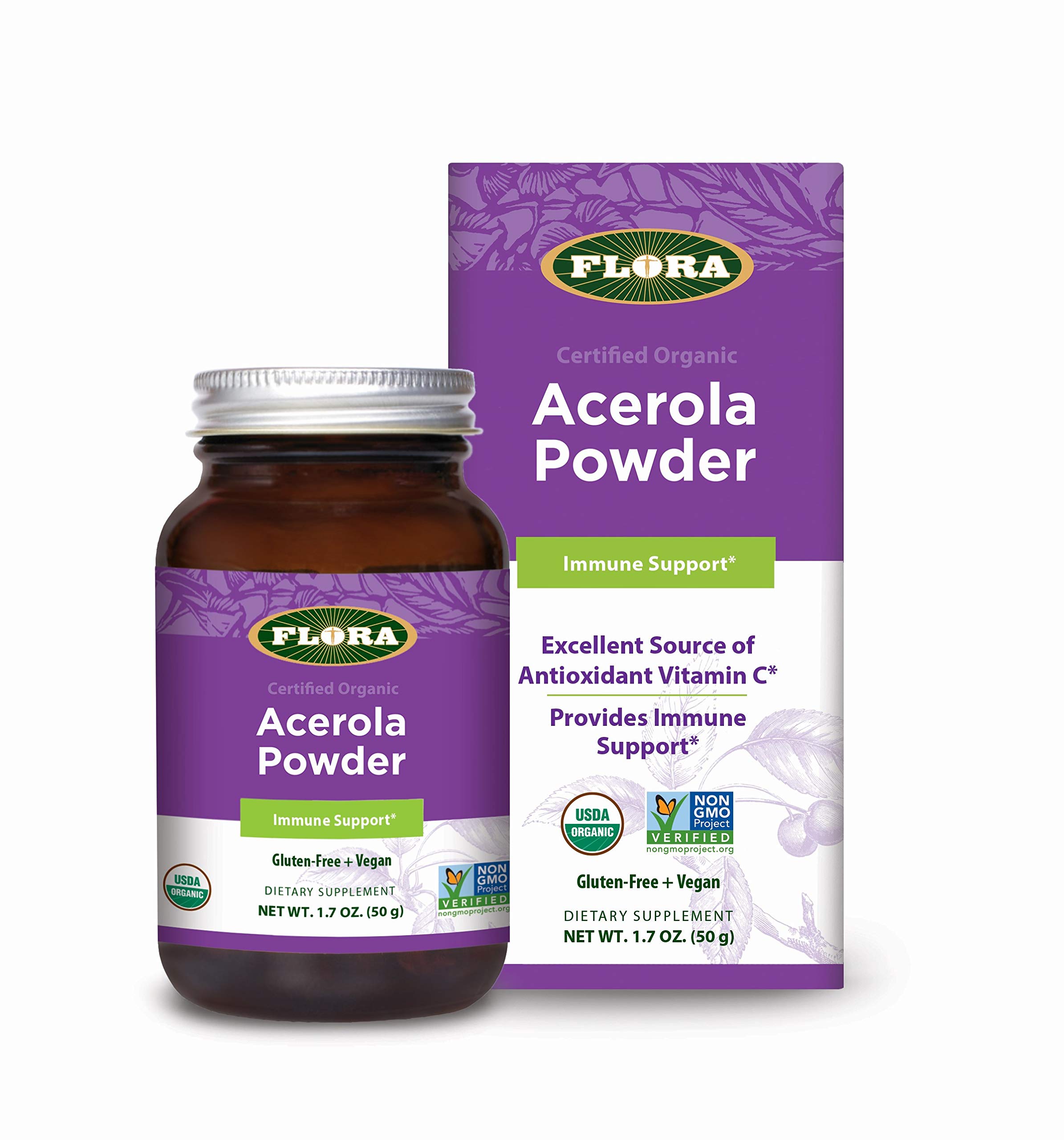 Flora - Certified Organic Acerola Powder Immune Support 1.7 Oz. 179327