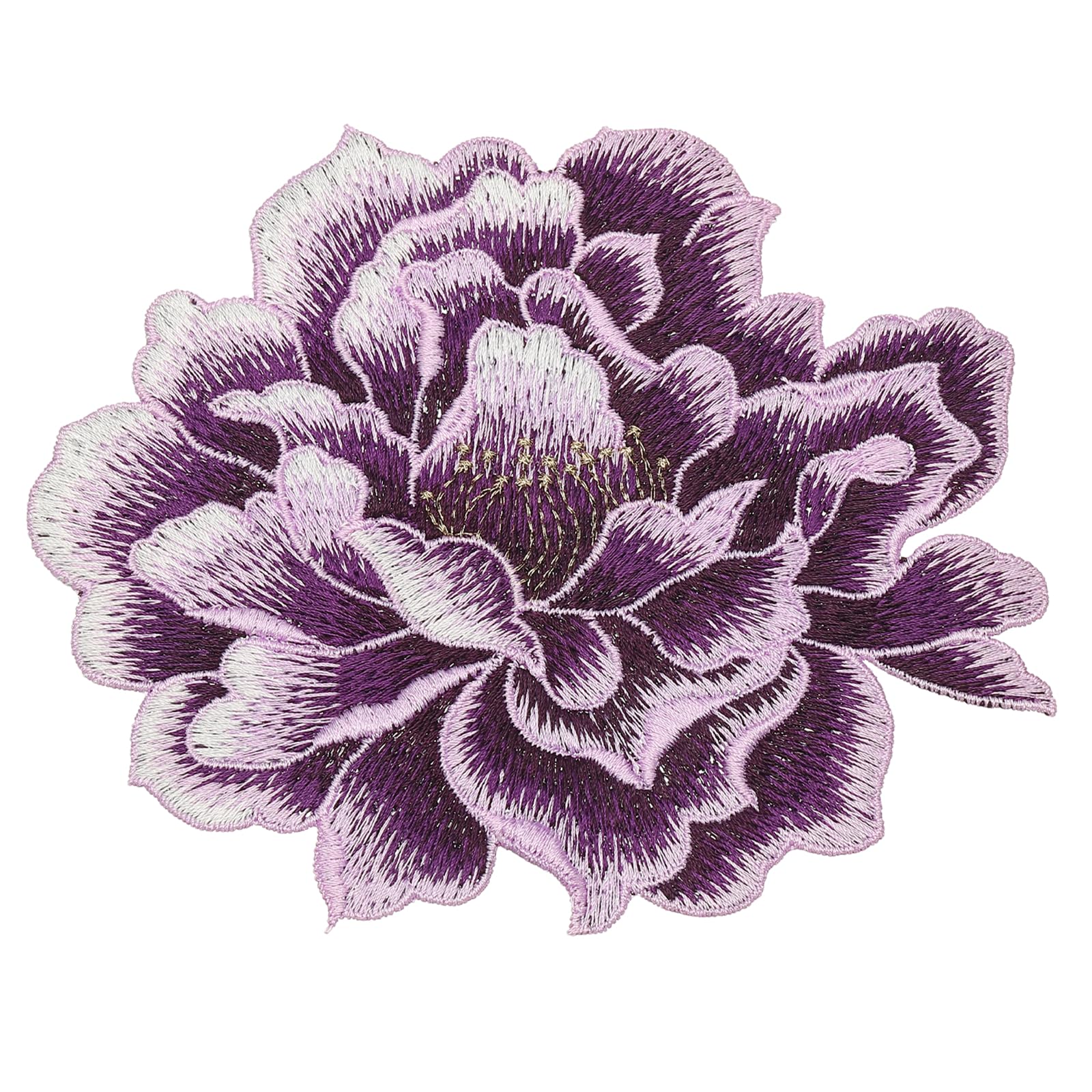 sourcing map Peony Floral Patches, 5.7" Embroidered Flower Appliques, Sew on Garment Patches Embellishments for Clothes Jeans Jackets Bags DIY Crafts Sew Making, Light Purple