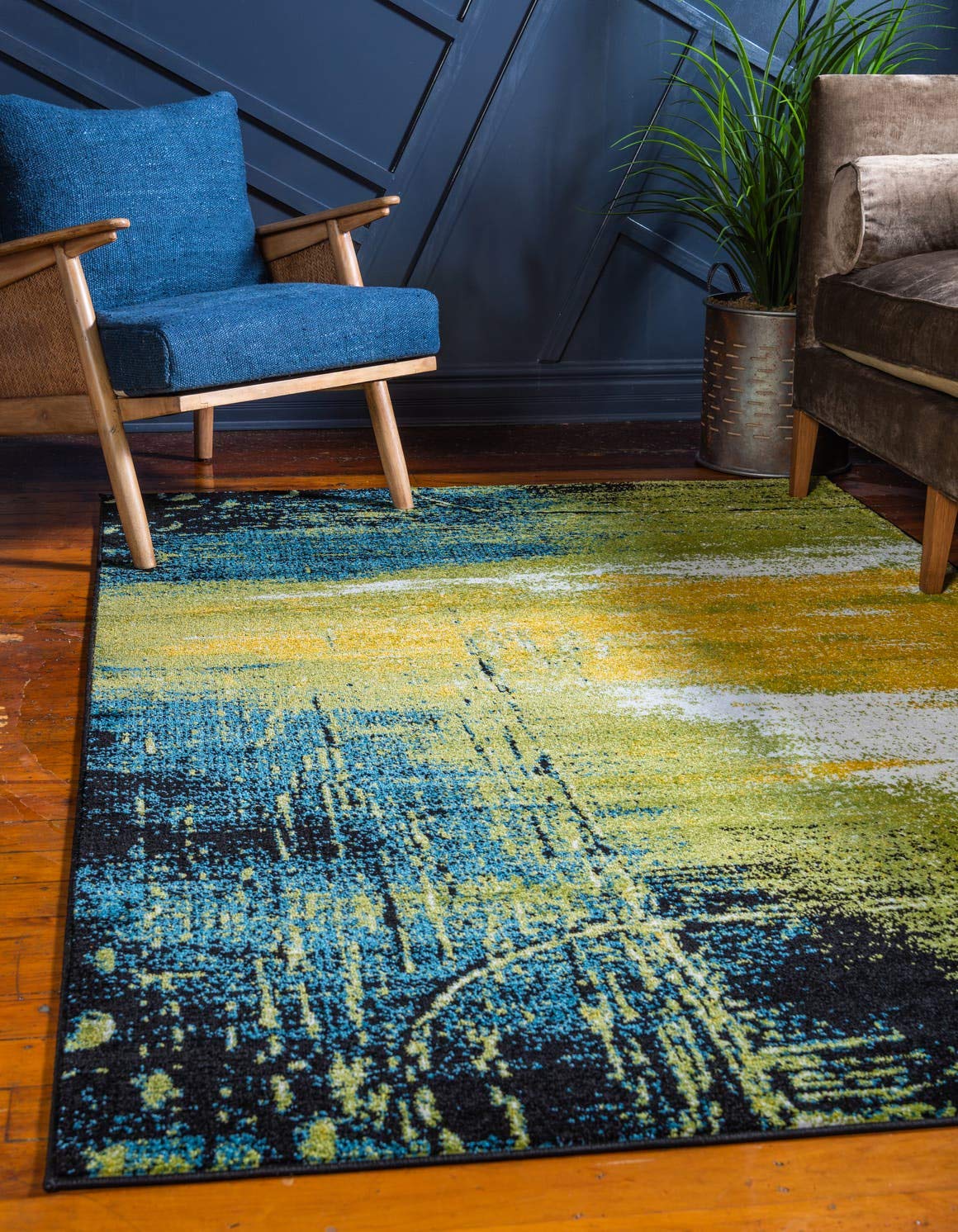 Unique Loom Lyon Collection Modern Abstract Area Rug, 9 x 12 ft, Light Green/Blue