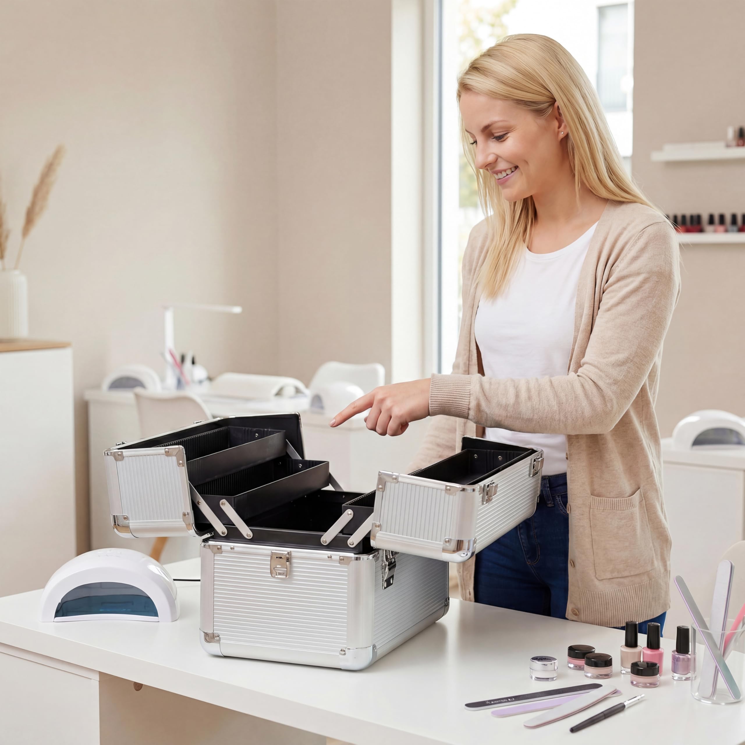 N&BF Kosmetikkoffer Silber Aluminium Klein | Beautycase Abschließbar