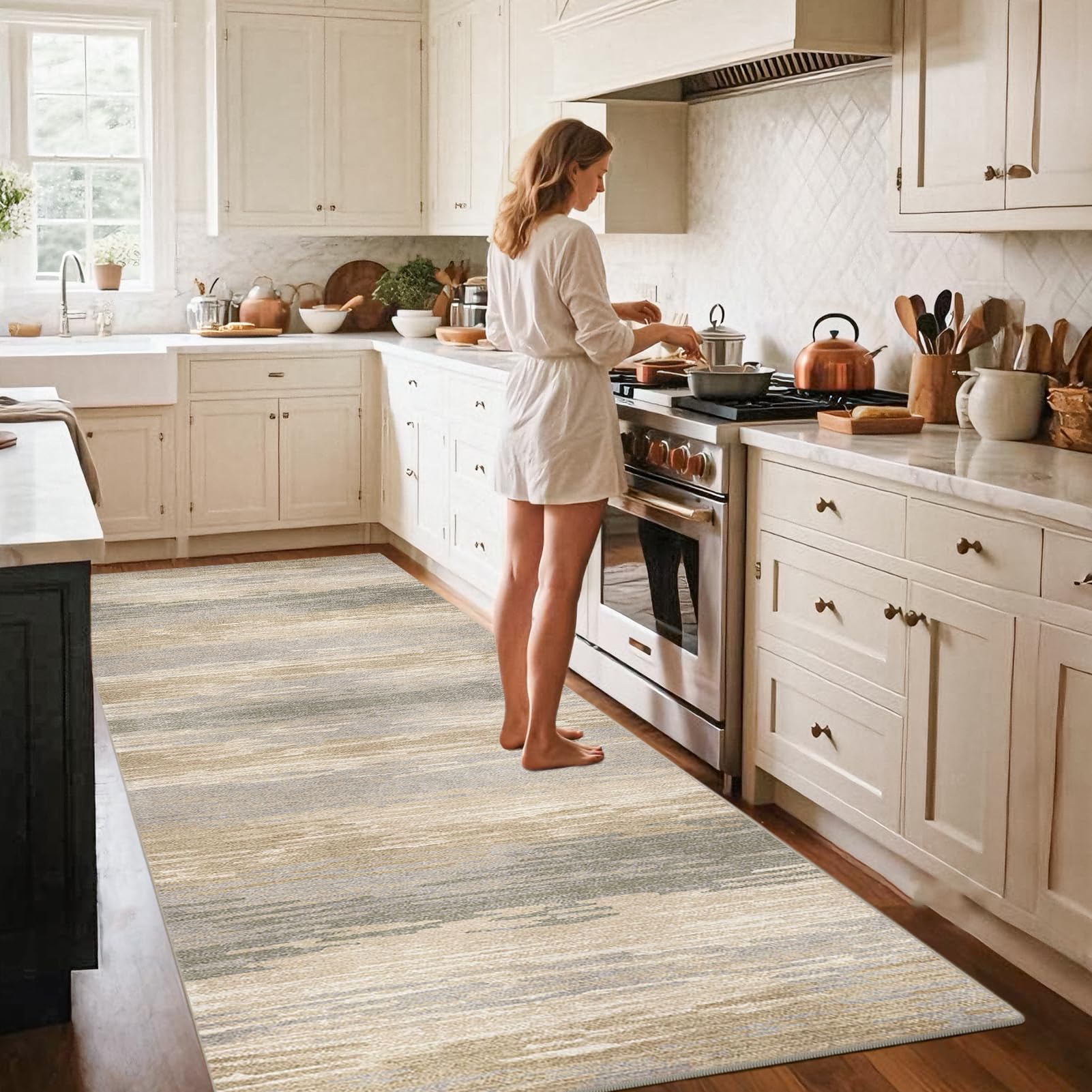 Teppich Läufer Flur rutschfest Küchenteppich Waschbar Flurläufer Teppichläufer Fußmatte 60 x 180 cm Lang Korridor Teppiche Läufer für Küche, Wohnzimmer, Schlafzimmer