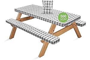 Hudson Comfort 500 GSM Reusable Picnic Table Cover with Bench Covers