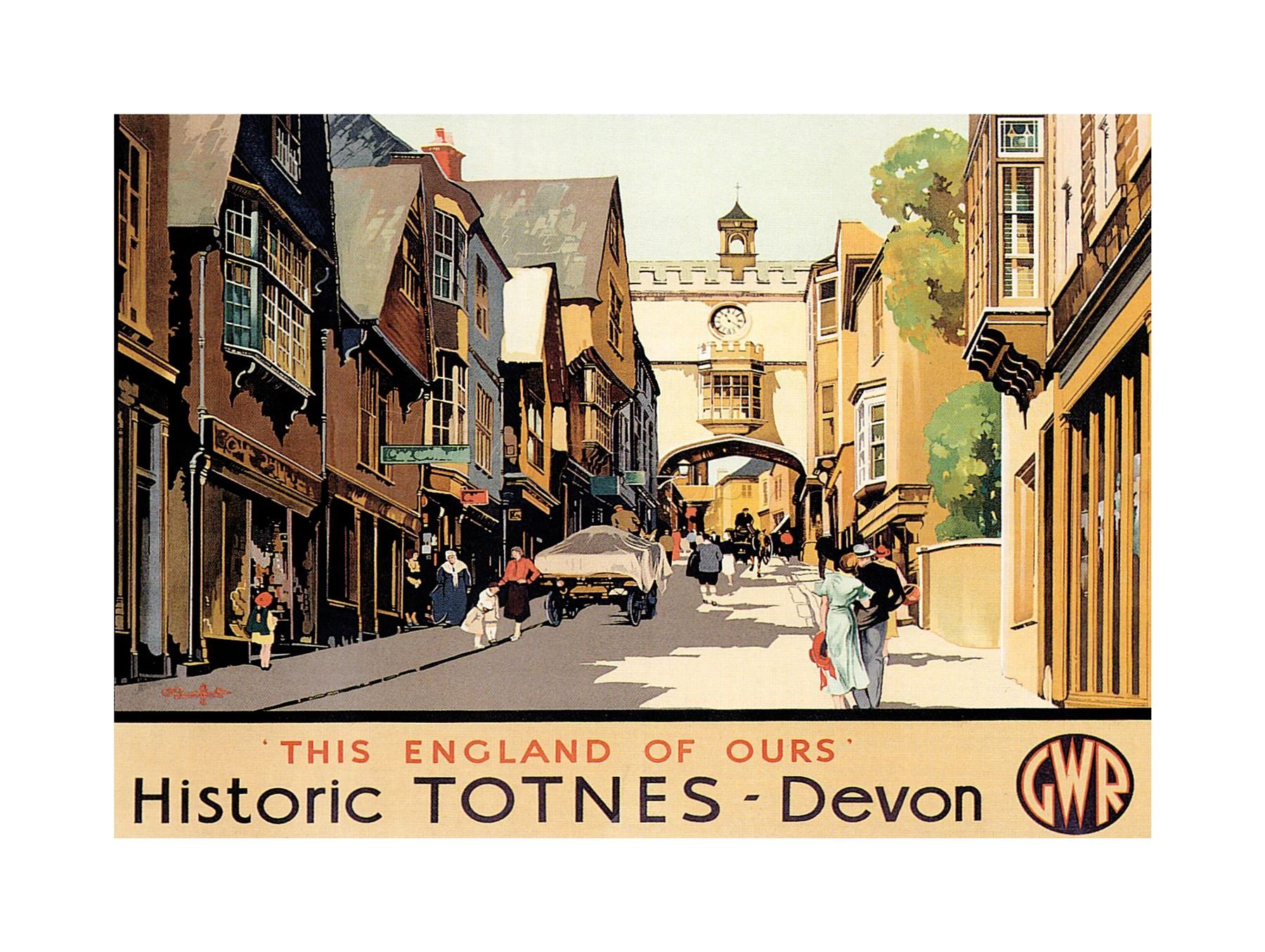 Wee Blue Coo Travel Totnes Devon Gwr Old Town UK Village High Street Wall Art Print