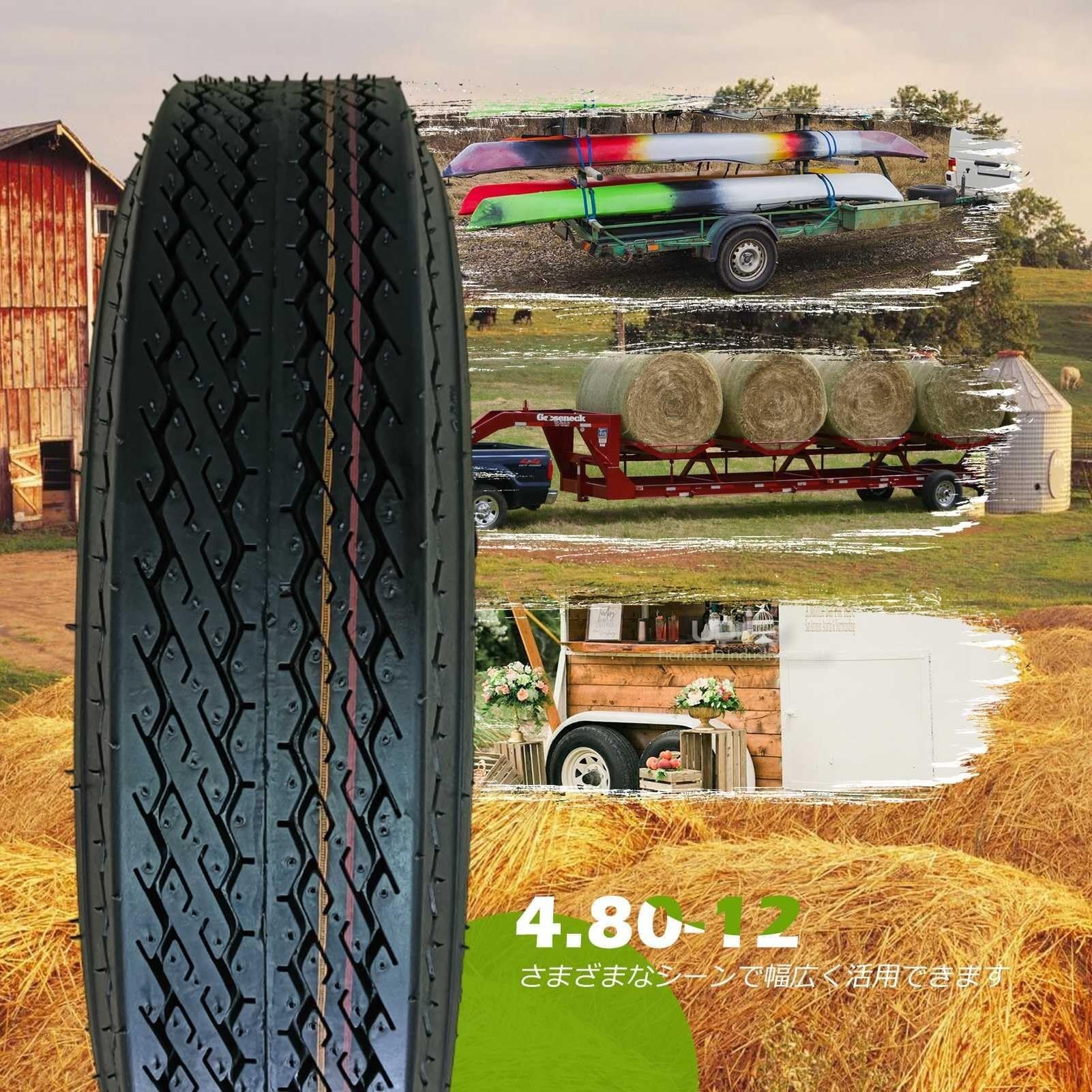 2pcs 4.80-12 Opona do przyczepy, 4.80 12 Odporna na Przebicia dla Łodzi, Krajarki Drewna, Mieszarki Betonu, Przyczepy Ogrodowej, Przyczepność Terenowa