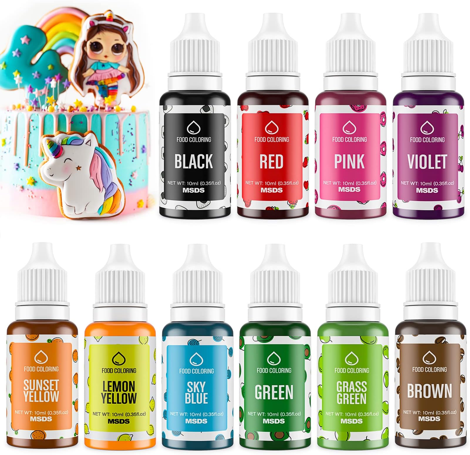 Amazon.com : Food Coloring for Cake Decorating - Vibrant Food Coloring ...