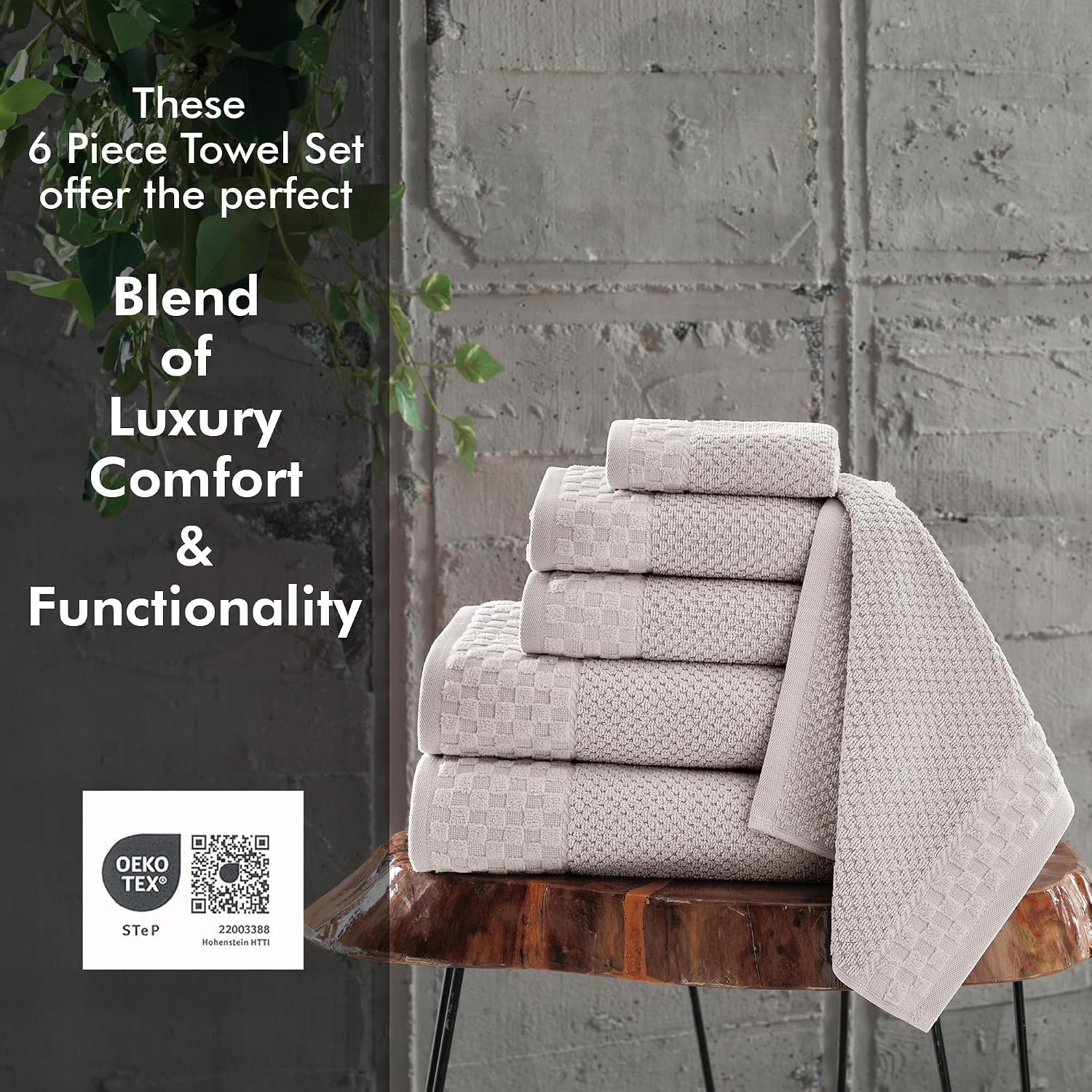 Classic Turkish Towels CTT - Luxury 6 Piece Towel Set, 100% Turkish Cotton, Quick Drying, Highly Absorbent & Comfy, Includes 2 Bath Towels, 2 Hand Towels & 2 Washcloths | (Platinum) image 5
