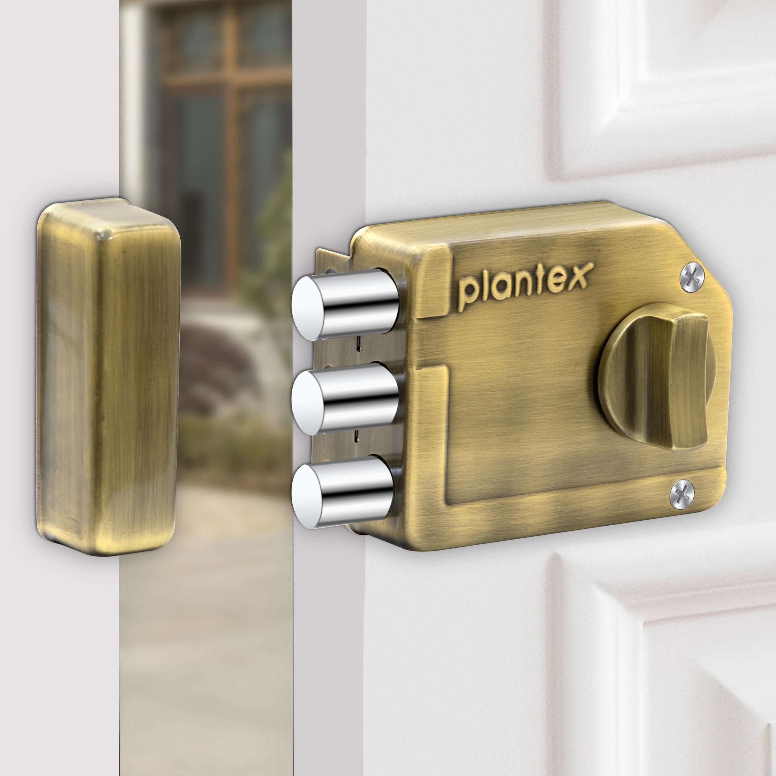 Plantex Tri-Bolt Lock for Main Door/Heavy Duty Door Lock with 4 Keys/Suitable on Single Door for Home/Office/Hotel - Pack of 1 (Brass Antique)-image-13