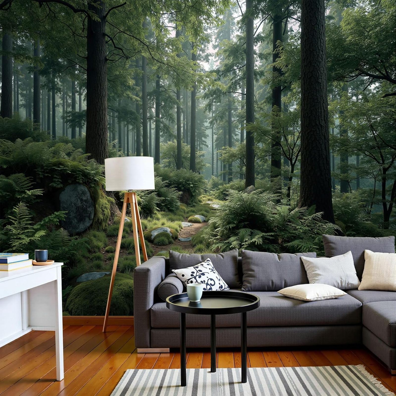 kfjhgbdshhj Wallpaper Natural Quiet Landscape, Dense Forest, XXL Non-Woven for Bedroom Living Room, Green Wall Decoration Wallpaper, Wall Cladding,350cmx256cm Stickers - Frameless Painting - Poster