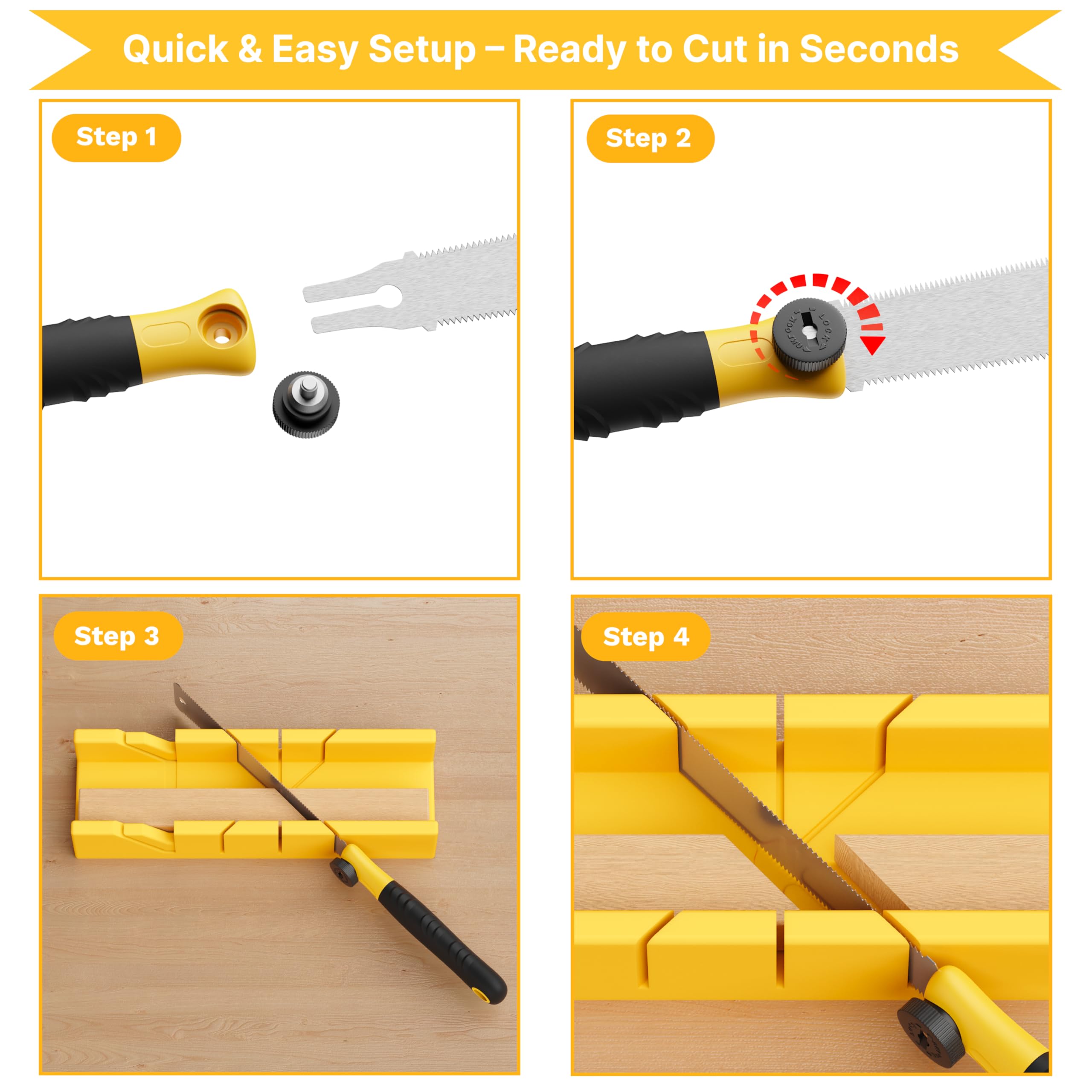 GARTOL Miter Box & Japanese Pull Saw Set - DIY Woodworking -7