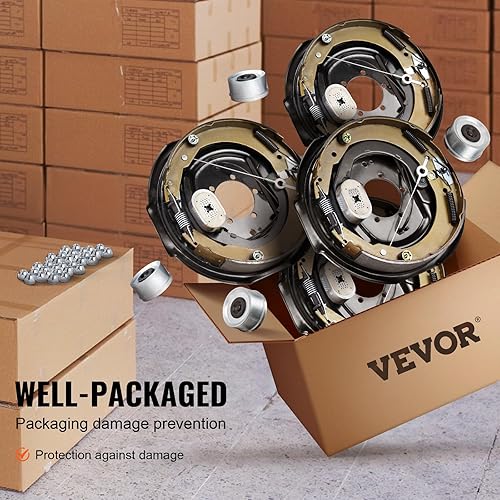 Miniatura 6 de VEVOR Conjunto de freno de remolque eléctrico, 12 x 2 pulgadas, kit de 2 pares de frenos eléctricos autoajustables para eje de 7000 libras, montaje
