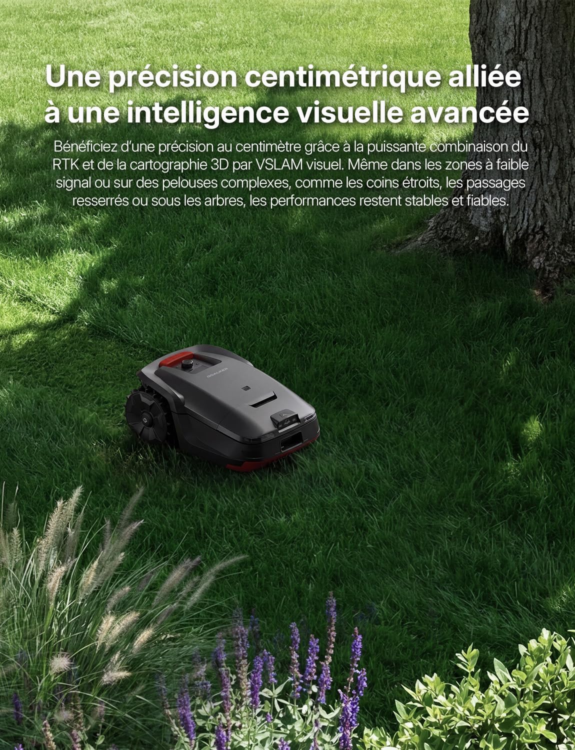 UNICUT H1 Robot Tondeuse sans Fil, Dual LiDAR, Vision par IA, 2000㎡ | Dual LiDAR à l'état Solide, 4G Intégré, Contrôle APP, Système de Coupe Flottante, Compatible avec Google Home et Alexa