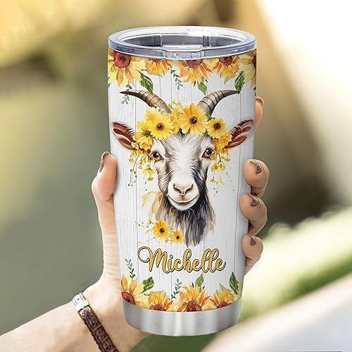 Vista 26 de Hyturtle Vaso de cabra personalizado para los amantes de las cabras, regalos motivacionales de cabra para niñas y mujeres, regalos de cumpleaños