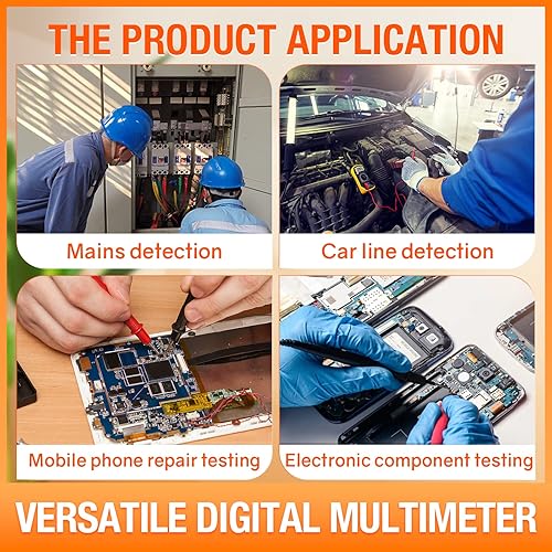 Miniatura 6 de Multímetro digital de 2000 unidades con voltímetro de CA CC y probador de amplificador de voltaje de ohmio mide voltaje, corriente, resistencia
