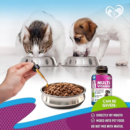 Miniatura 6 de Líquido multivitamínico para gatos y perros con glucosamina y arándano Suplementos de salud 21 en 1 para el tracto urinario, riñón, vejiga, cadera