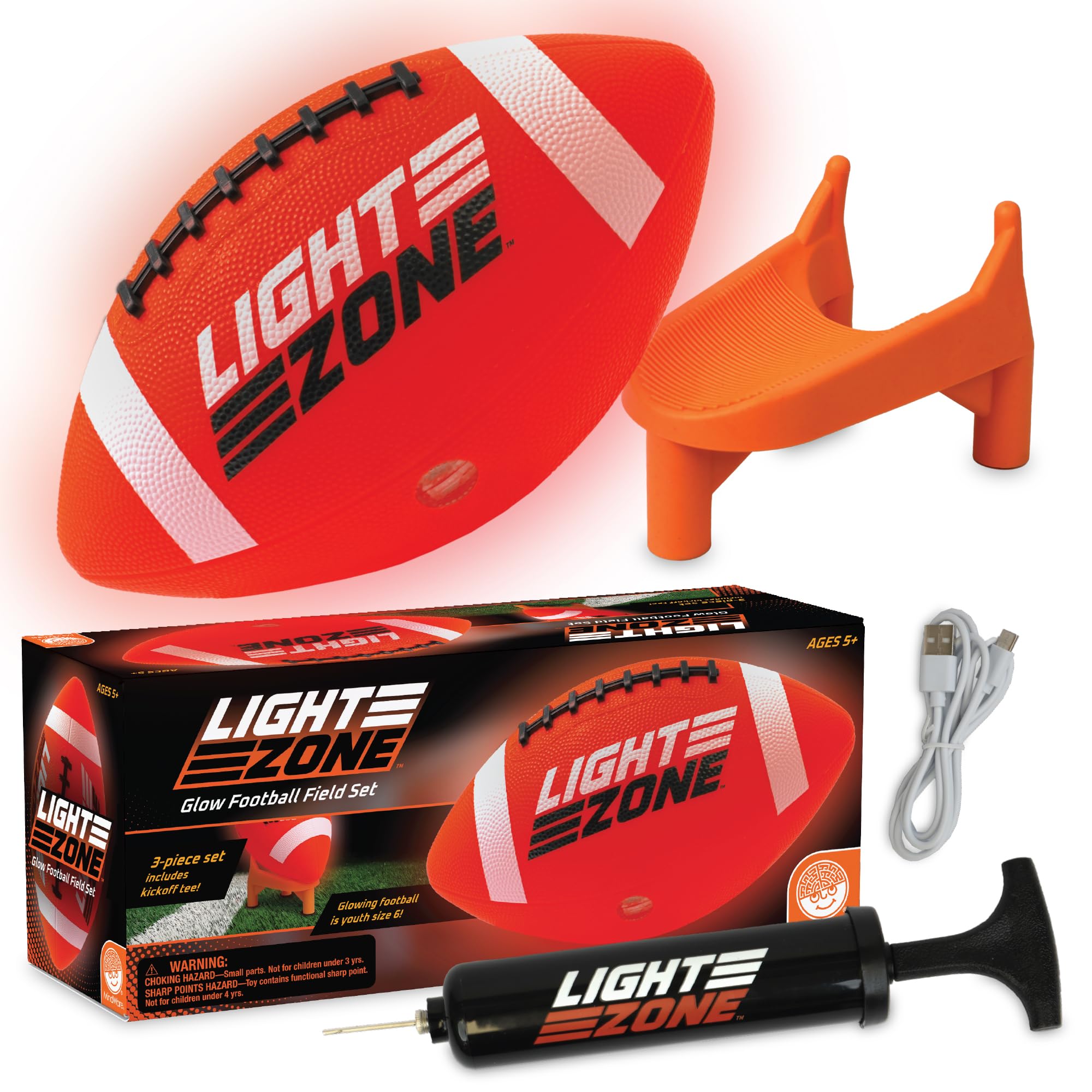 MindWare Glow Football Field Set with Bonus Kick-Off Tee - Ages 5 and Up