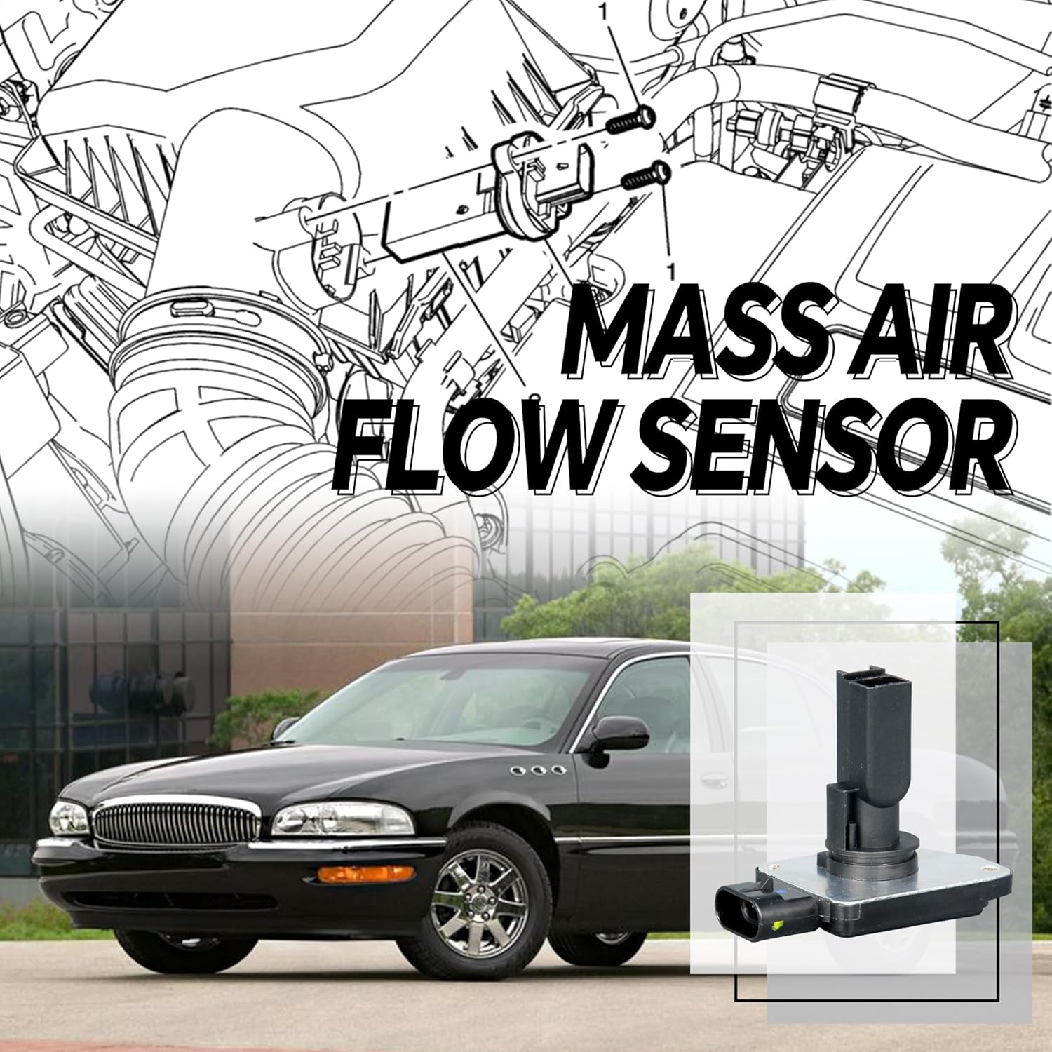 Mass Air Flow Sensor AFH50M-05 MAF Compatible with Buick Lesabre/Park Avenue/Regal, Chevrolet Camaro/Impala/Lumina, Oldsmobile 88, Pontiac Bonneville Replaces 12568877 2134337