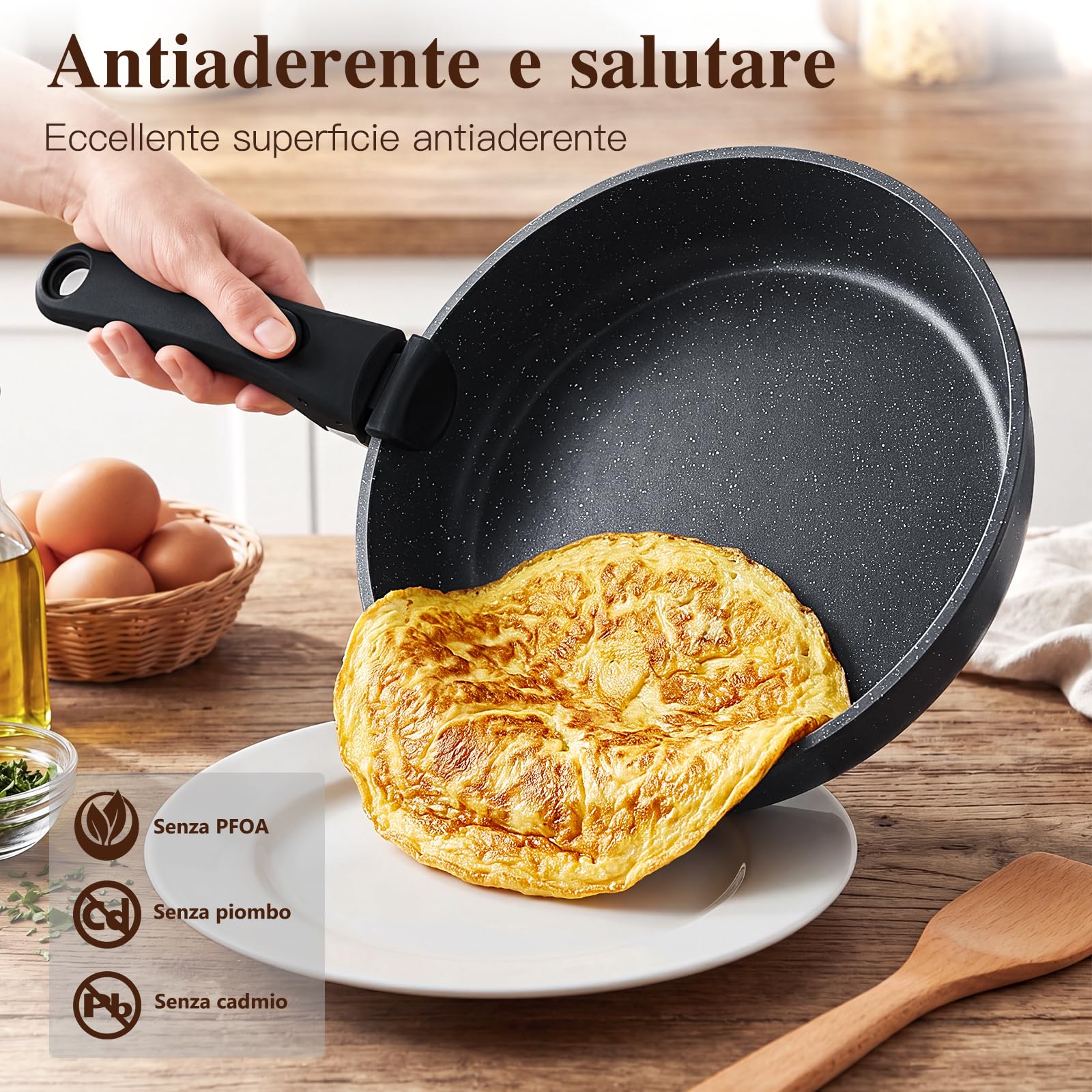 GiPP 19 Pezzi Set di Pentole Antiaderente Compatibile Induzione, Nero