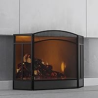 Fire Beauty 3-Panel Wrought Iron Fireplace Screen Spark Guard 48x29 Black - Ember Protection for Kids & Pets