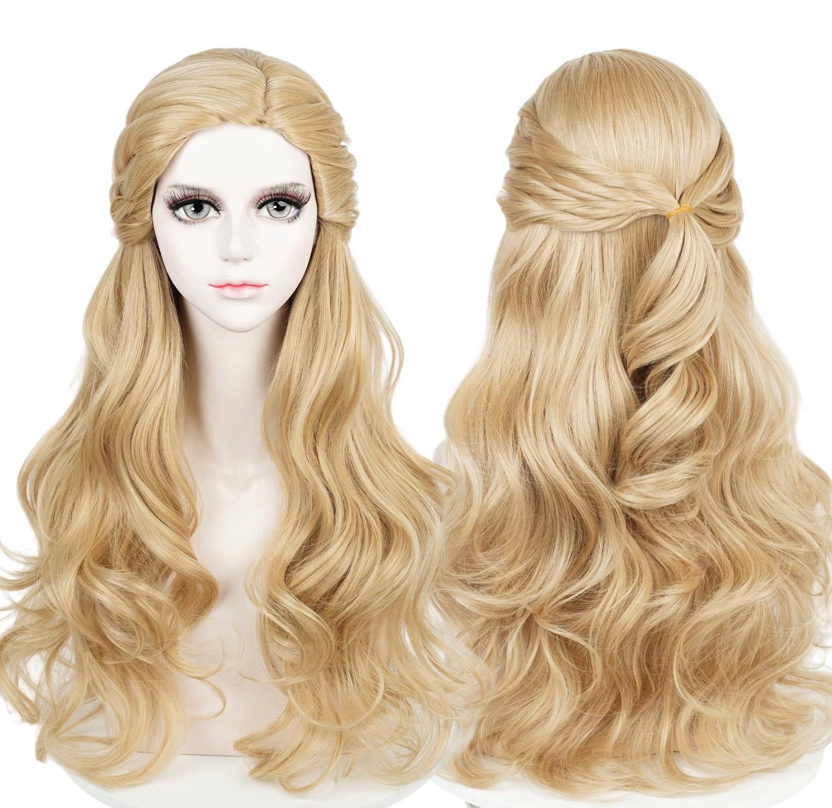 LABEAUTÉ Wig Heat Resistant Synthetic Fiber for Halloween for Cosplay for Christmas (Blonde-for Adult, Long)