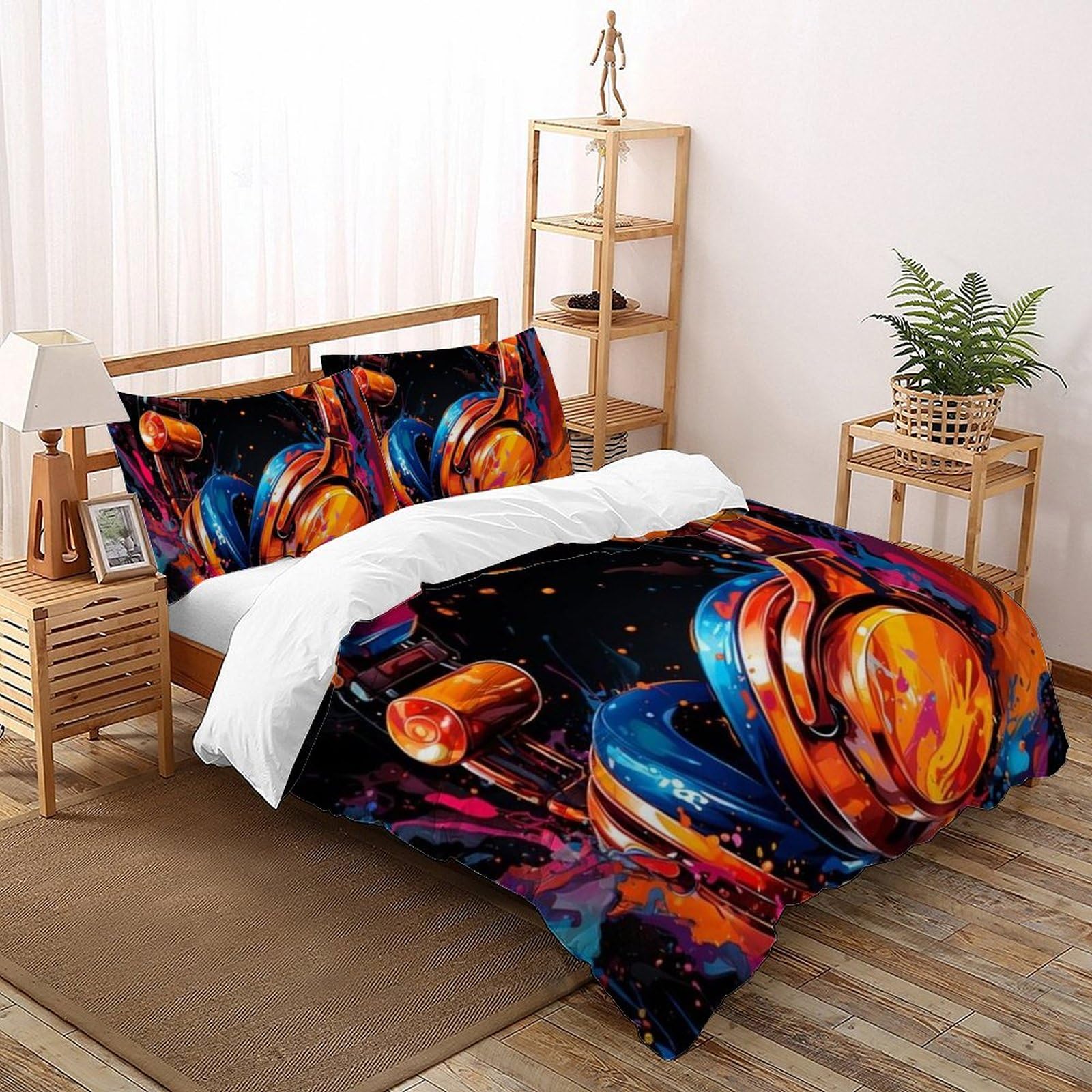 Parure de lit coton 260x220cm anti-transpiration motif éclaboussures