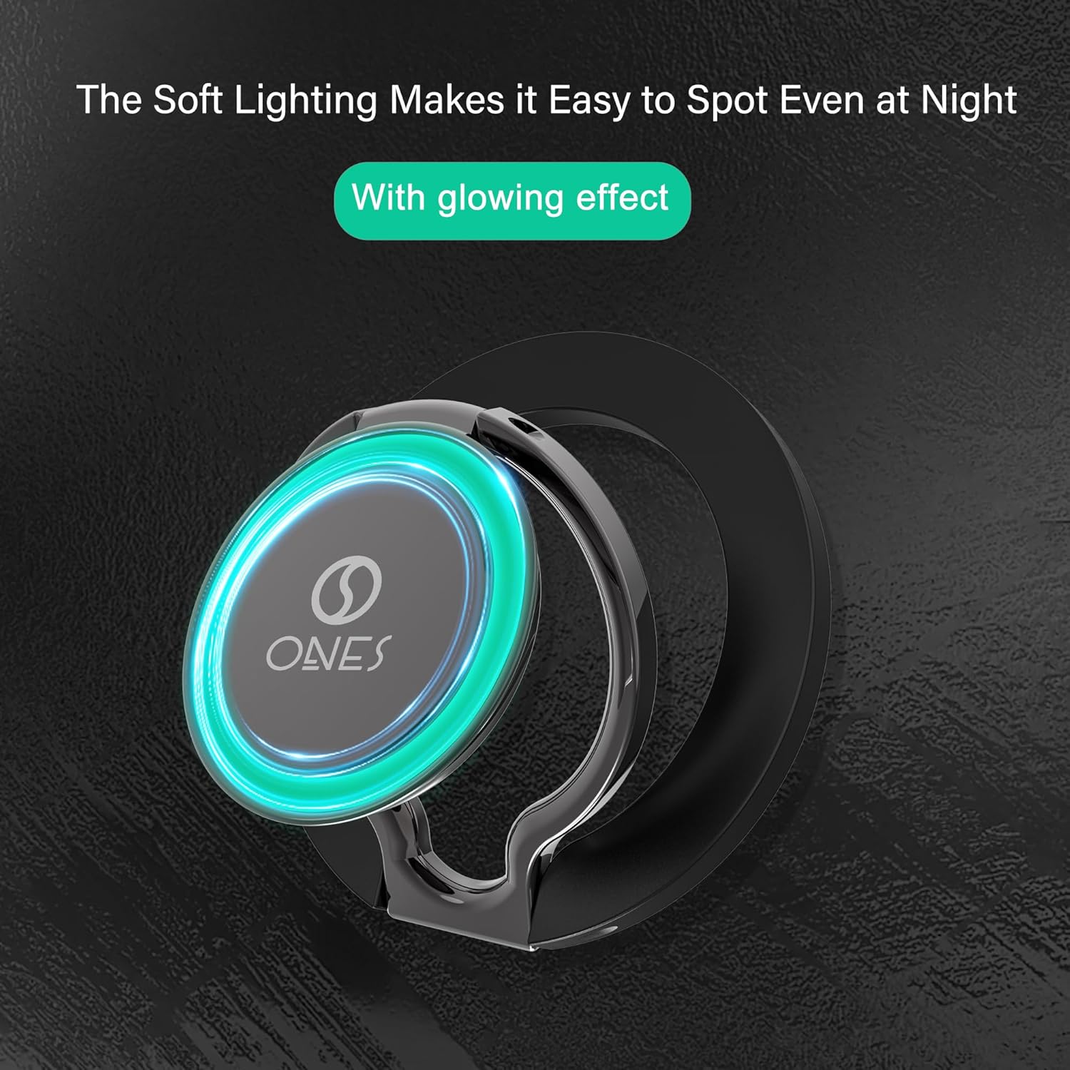 ONES Luminous Phone Holder with Night Light with MagSafe, Strong Magnetic Phone Grip Ring Holder, 360° Rotatable, Foldable Stand Ring Holder for Smartphones Like iPhone 17/16/15/14, Samsung S23/24/25
