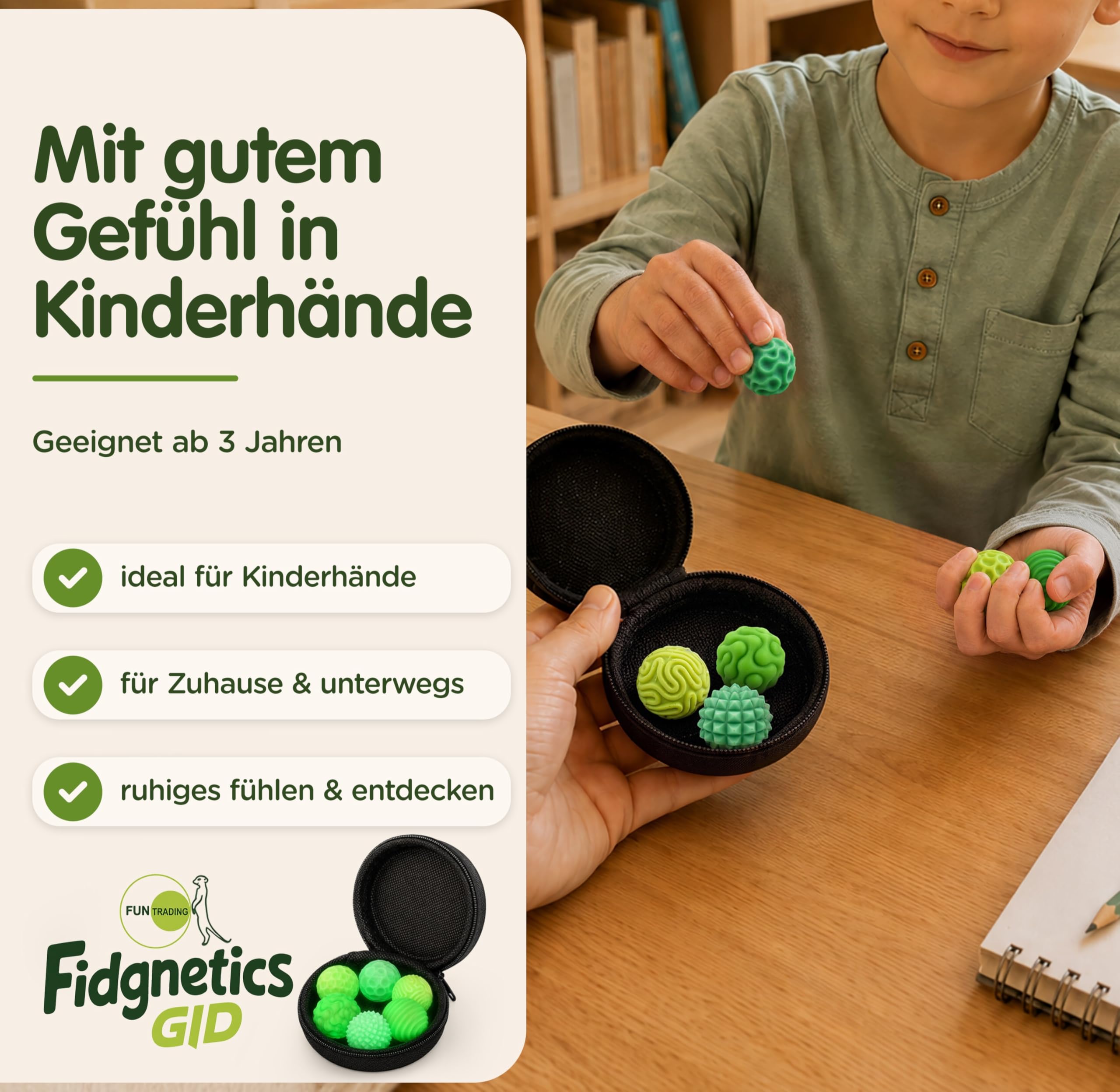 Fidgnetics® GID Glow-in-the-Dark Fidget Toys dla dzieci – magnetyczne kulki – sensoryczna zabawka na palec uspokajająca – antystresowa i sensoryczna zabawka – wspomaga cichą koncentrację – kulki