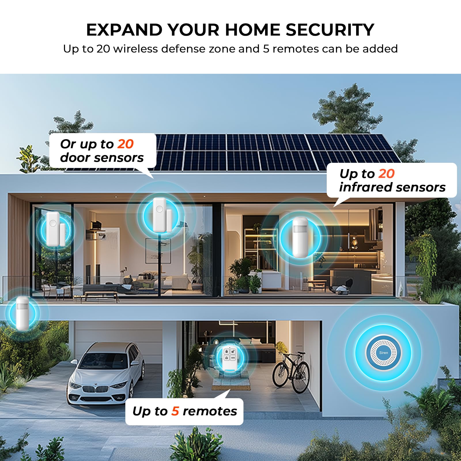 PGST Intelligentes Alarmanlage,WiFi Alarmanlage Haus mit Tür- und Bewegungssensoren, App-Fernbenachrichtigung, funktioniert mit Alexa und Google Assistant, Keine monatlichen Gebühren