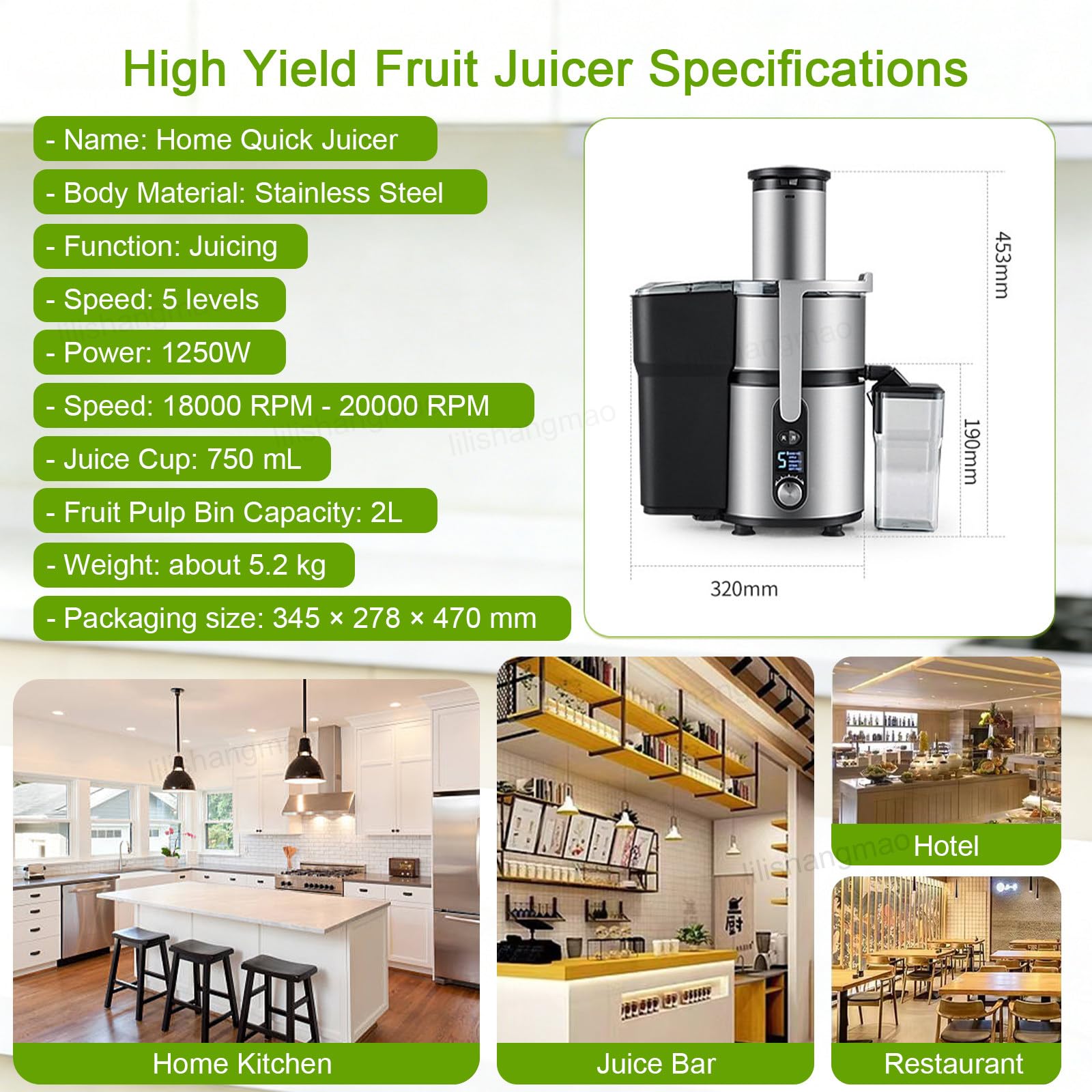 Centrifuga Elettrica da Banco - 1250 W, Elevata Resa in Succo, Imbuto da 84 mm per Frutta E Verdura Intera,Controllo A 5 velocità,Elevata Ritenzione dei Nutrienti,Acciaio Inossidabile