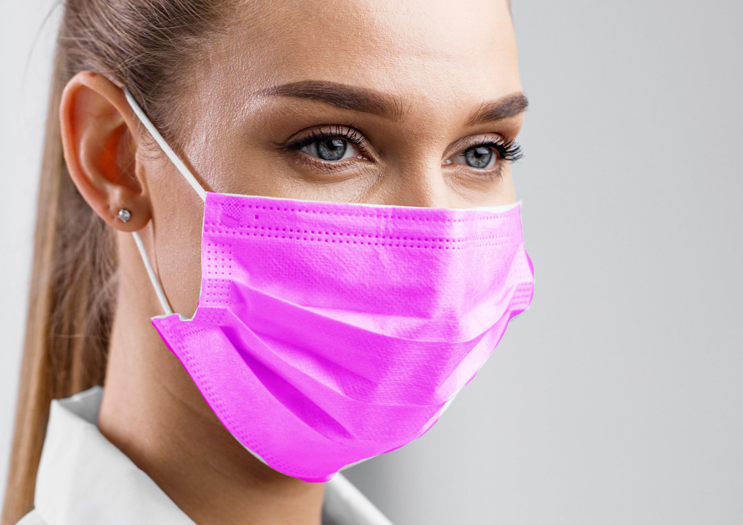 Mascherina Chirurgica Tipo IIR 50 Pezzi BFE >98% EN14683:2019 CE Fucsia