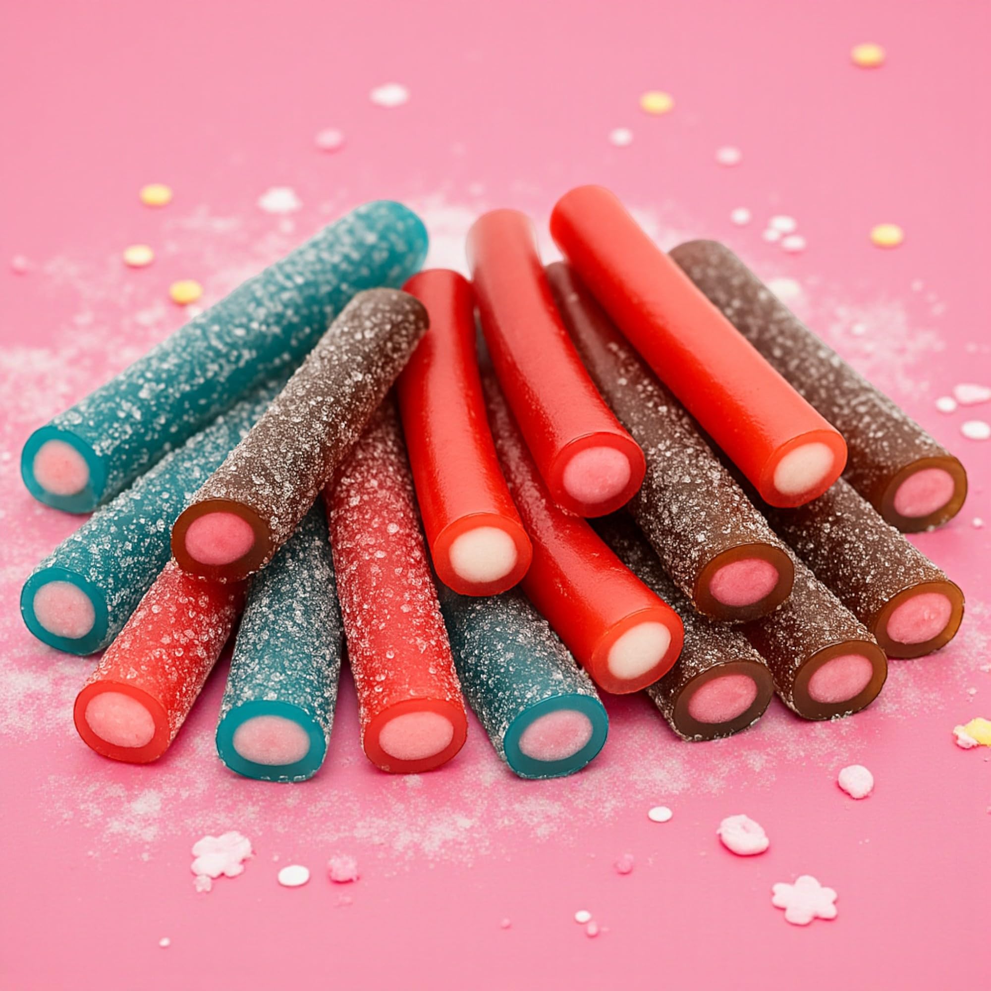MIJOMA Lot de 3 bâtonnets de gommes aux fruits farcis - Découvrez le kola de cerise, la fraise et la framboise - Parfait pour profiter et offrir - 3 x 275 g
