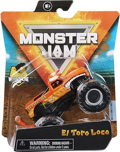 Monster Jam 2021 Spin Master 1:64 Camión monstruo fundido a troquel con barra de ruedas: Retro Rebels El Toro Loco Naranja