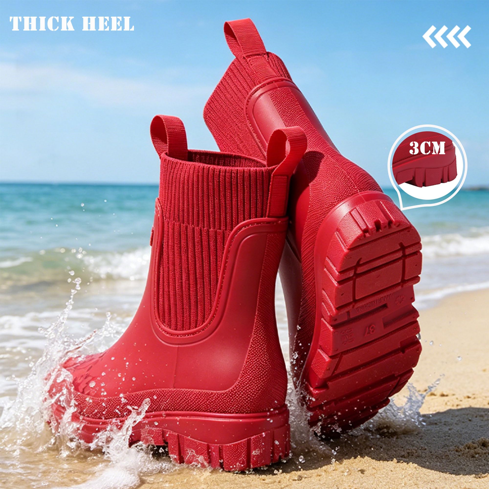 Gummistiefel Damen Halbhoch Wasserdicht Chelsea Boots Stallschuhe