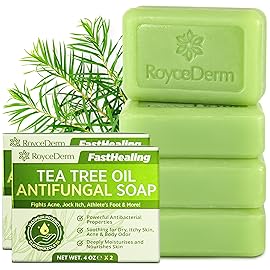Roycederm Tea Tree Soap for Face & Body Acne, Athlete\'s Foot, Tinea, Folliculitis Ringworm Jock Itch - Pack of 2