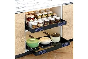 Pull Out Cabinet Organizer: Expandable & Adhesive Kitchen Drawer Storage