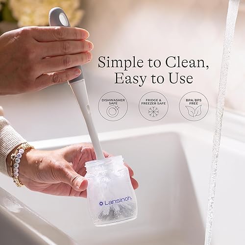 Miniatura 8 de Lansinoh Biberones anticólicos para alimentar a los bebés, 3 unidades cada una de 5 onzas y 8 onzas, 6 biberones en total, incluye 3 pezones de