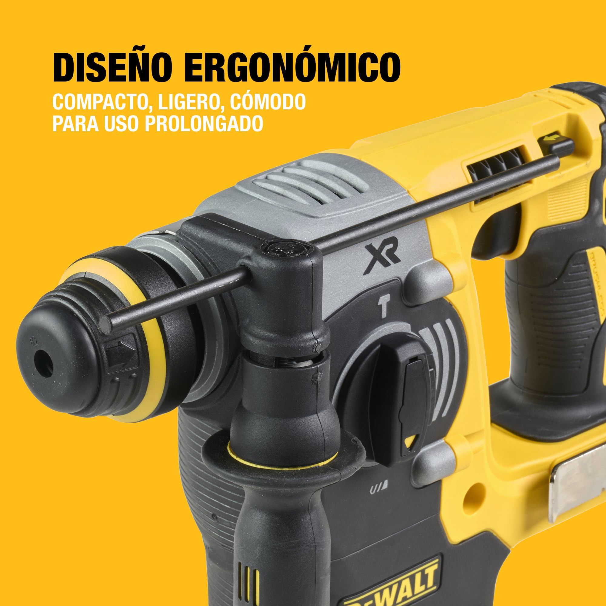 DEWALT Martillo Electroneumático Brushless 24mm SDS-Plus 18V XR, Unidad Sin Batería ni Cargador, DCH273NT-XJ