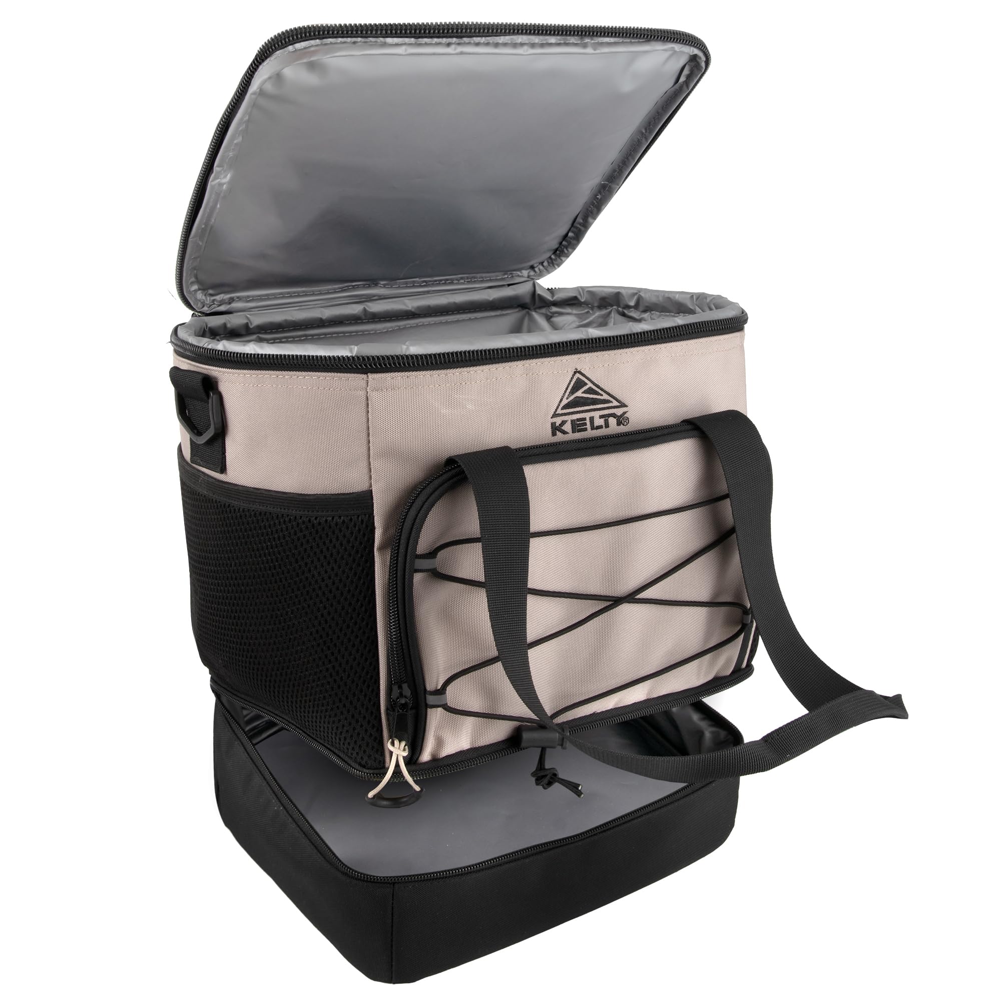 Kelty Adult Insulated Lunch Bag, Leakproof 24 Can (18 Liter) Capacity with Top Carry Handle, Adjustable Shoulder Strap, Zippered Compartments, Bungee Detailing: Home & Kitchen