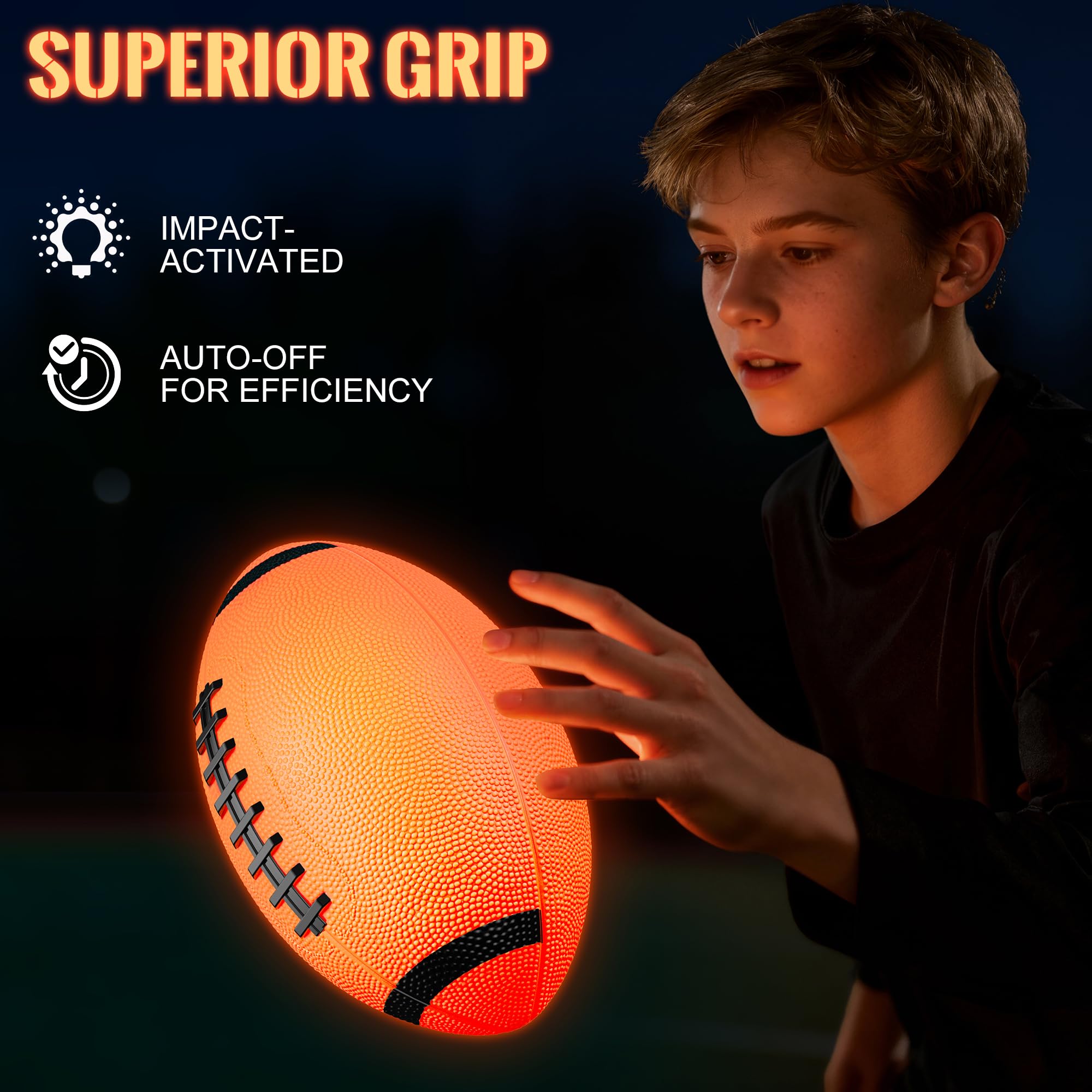 Glow in The Dark Football for Kids Boys Ages 8-12 15, Light Up LED Football Toys with Pump for Indoor/Outdoor Game, Fun Gift for Teens Christmas Birthday, Holiday Stuff Party Favor Supplie
