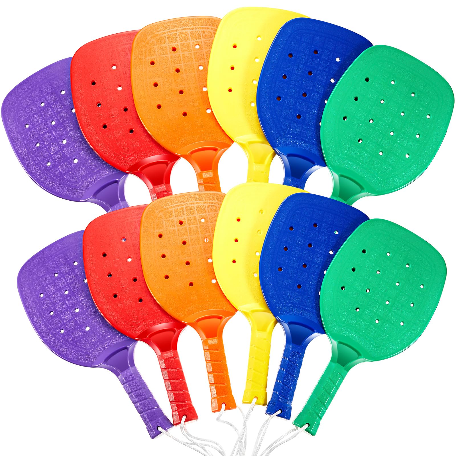 Plastic Paddleball Racket PE Equipment for Elementary School with Lanyard Classes Equipment, 15.2 x 7.5 Inches