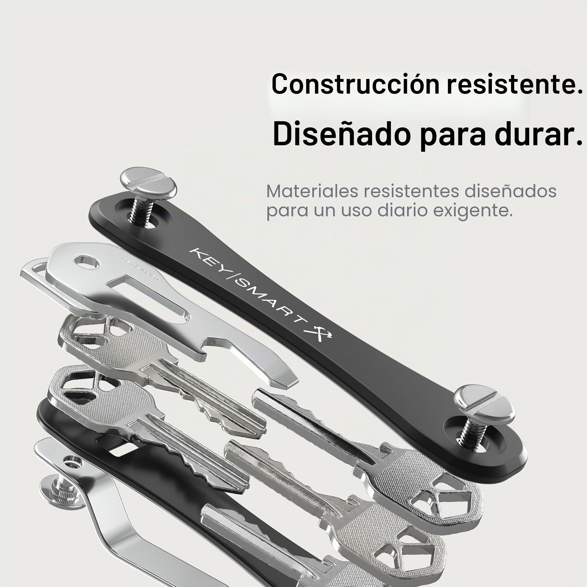 KeySmart Rugged - Llavero multiherramienta con abridor y clip de bolsillo (hasta 14 llaves)