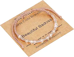 Btysun Morse Code Bracelets for Women Christmas Gift Stocking Stuffers for Teens Pink Braided Bracelets Inspirational Best Friend Birthday Gifts for Her High School Graduation Gifts for Her 2025 Mom Bracelet Jewelry