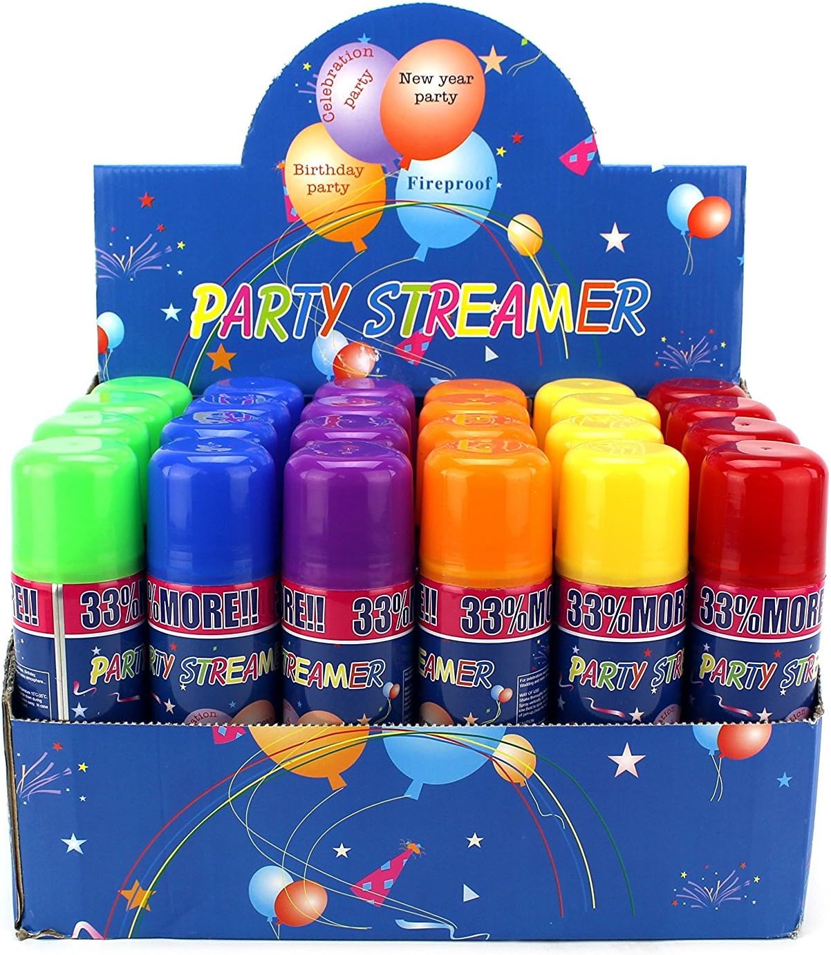 24 pcs Pack of Fun Party Streamer Spray String In A Can for Children's Parties, Party Supplies Perfect For Kid's Parties/Events