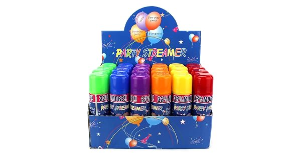 24 Pack Of Party Streamer Spray String In A Can Children's Kid's Party Supplies