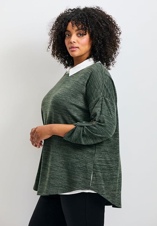 Avenue Women's Plus Size Tara Twofer Hacci Top