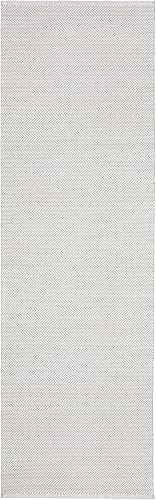 Dash and Albert - Alfombra de área en espiga para interiores y exteriores, 2.5 x 8 pies, color gris perla y blanco, geométrica tejida a mano,