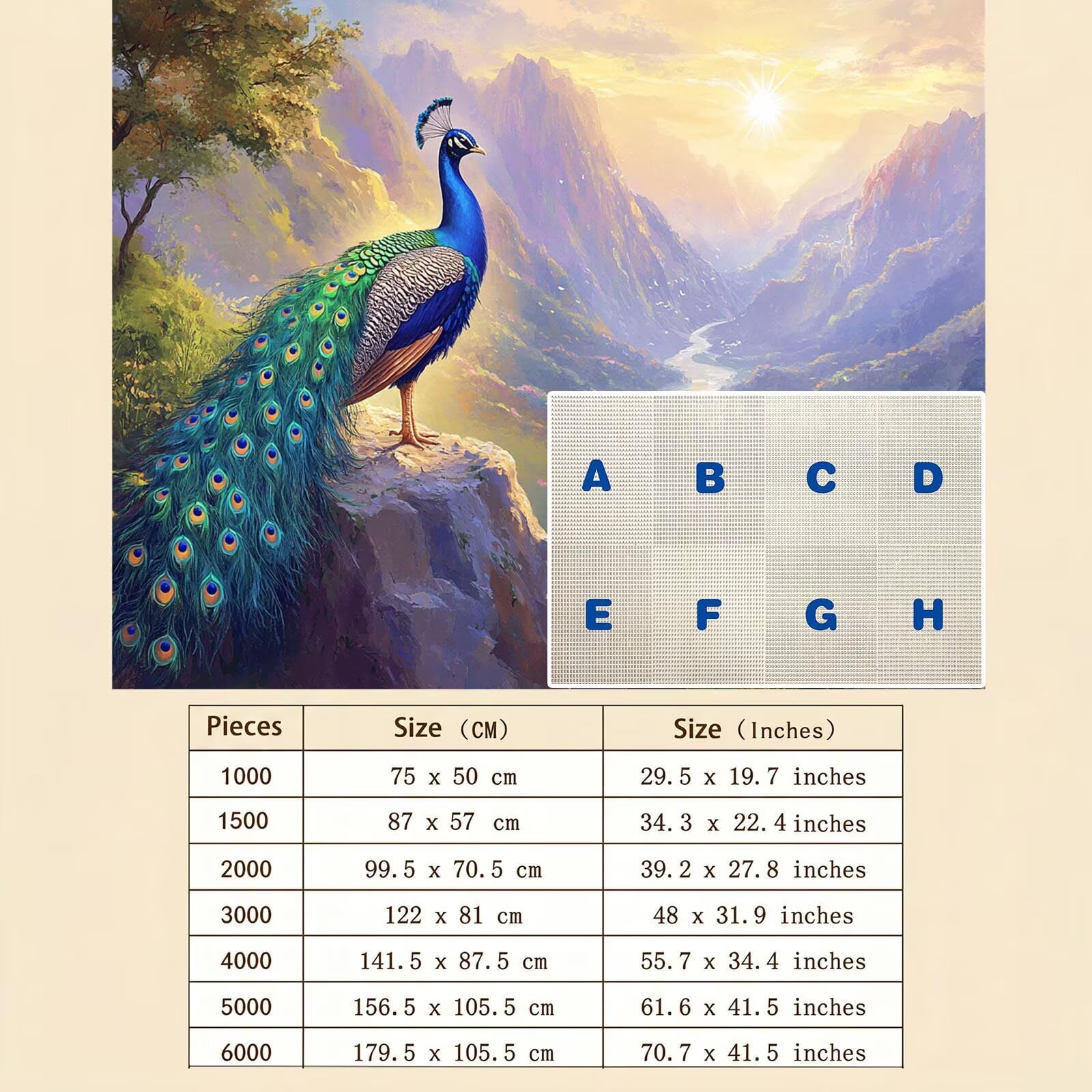 paesaggio Pavone Puzzle 1500 Pezzi per Adulti, Puzzle in Legno - Collezione Classica con Poster Incluso - Sfida di Concentrazione e Passatempo Antistress, Gioco per Famiglia, 87 x 57 cm f0-524