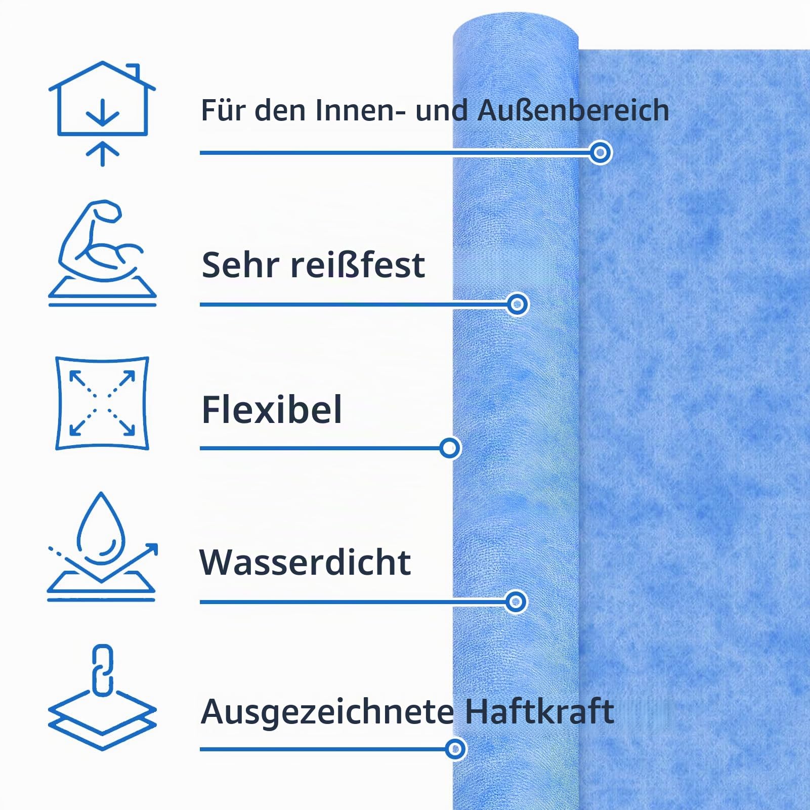 1mx30m Abdichtbahn Dichtbahn Dichtband Dichtvlies Entkopplungsmatte für Dusche Bad Balkon Terrasse (Blau)